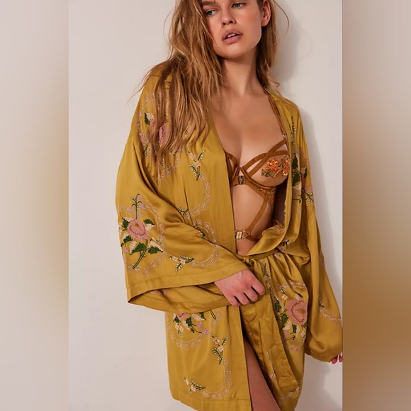Free People Sweaters - FINAL PRICE FP Cross My Heart Chartreuse Needlepoint Vintage Kimono Cardigan